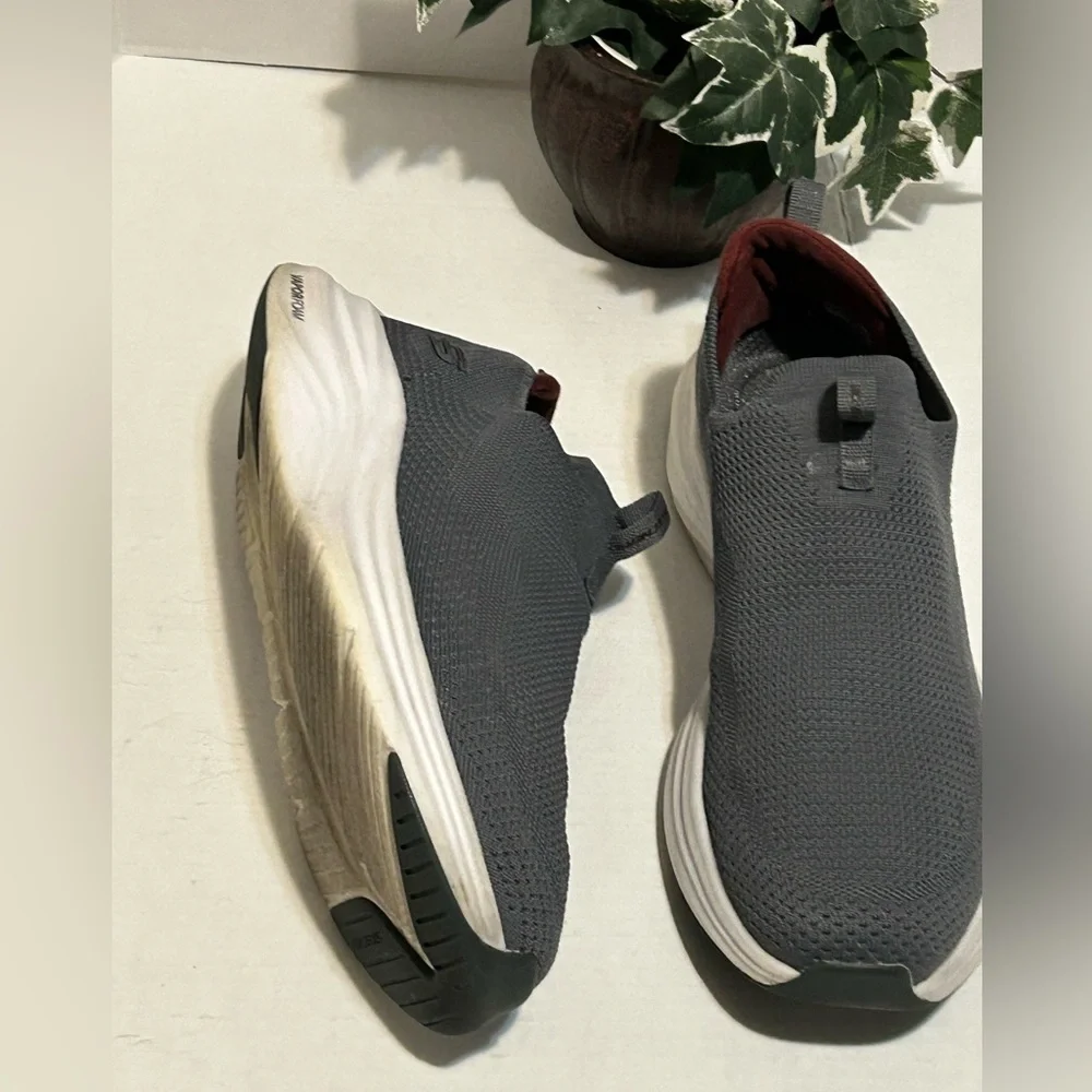 Skechers Men's Charcoal and Maroon Slip-On Sneakers
